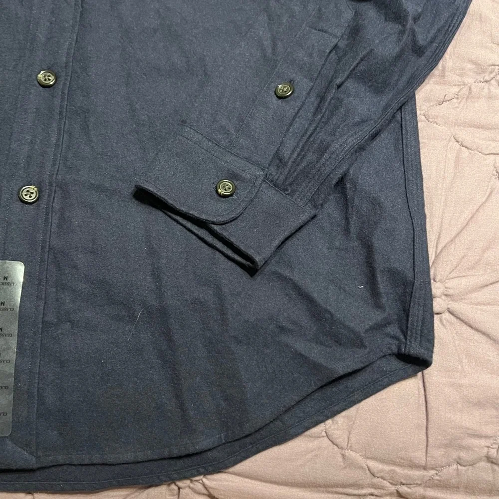 NWT Polo Ralph Lauren Hooded Button Down Shirt Navy Blue Cotton Men's Medium